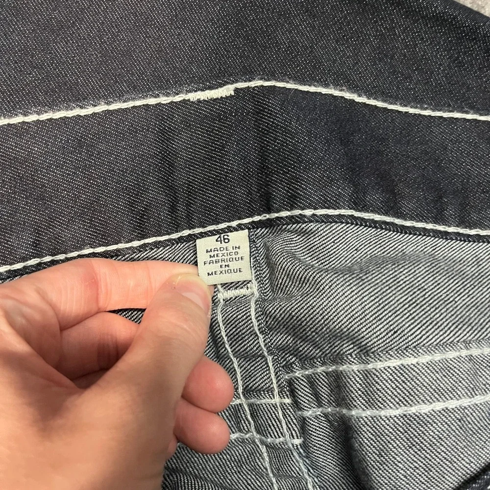 True Religion Section Skinny Jeans Mens 46x35 Indigo Blue Contrast Stitch Denim